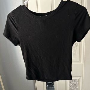 Bozzolo lightly ribbed black t-shirt